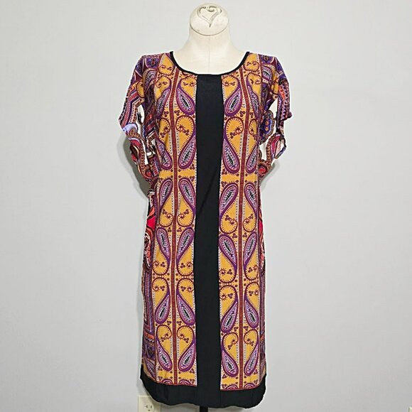 New One World Boho Paisley Tunic Dress Petite S Live & Let Live Long-Line Top - Picture 5 of 13